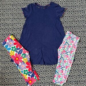 Mini Boden Charlie Pom Dress Tunic & 2x pop floral Leggings